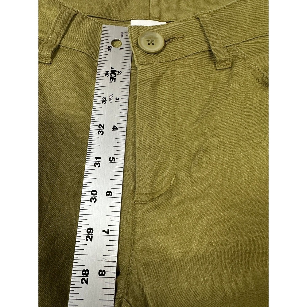 Cabi Linen Blend Sailor Flare Leg Trousers Size 2 Olive Green Beachy Vacay Chic - Picture 10 of 13